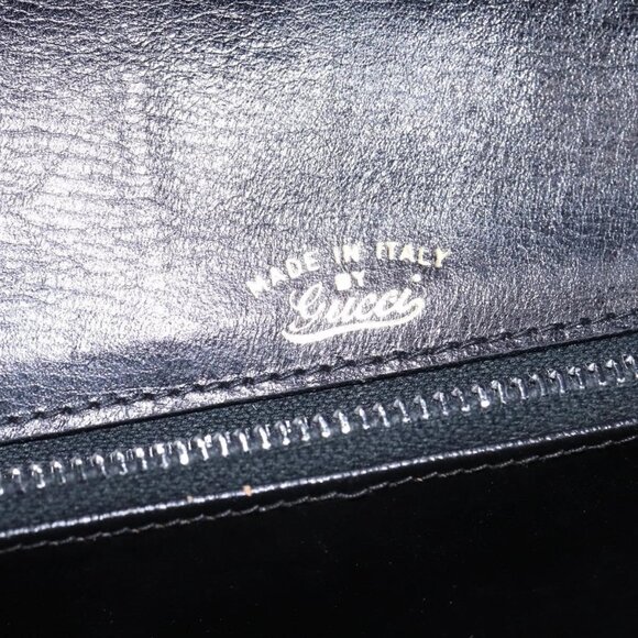 GUCCI Shoulder Bag Leather Black Gold Auth - Picture 12 of 16